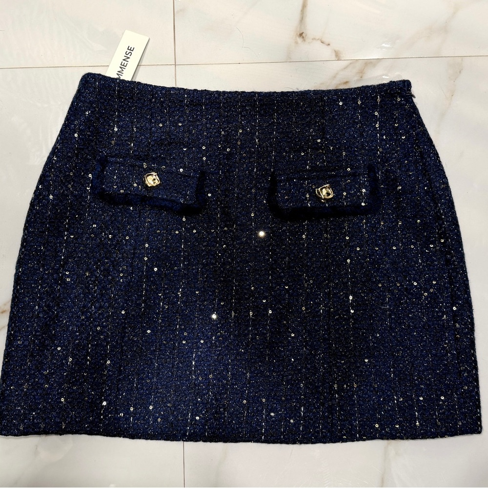Commense Sparkling Midnight Blue Mini Skirt
